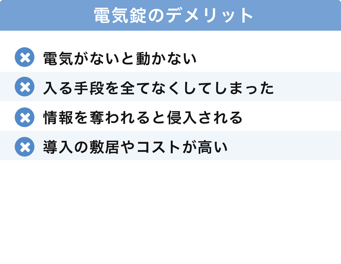 電気錠のデメリット